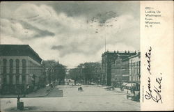 Looking up Washington Street Postcard