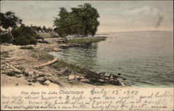 View Down the Lake Chautauqua, NY Postcard Postcard