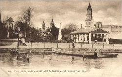 The Plaza, Old Market and Cathedral St. Augustine, FL Postcard Postcard