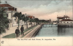 The Sea-Wall and Bath House Postcard