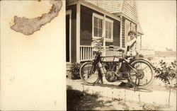 Woman With Early Ventnor City Police Motorcycle Postcard