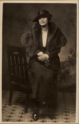 Seated Woman in Fur and a Hat Postcard