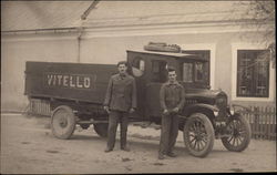 Two Men in Front of Delivery Truck Postcard