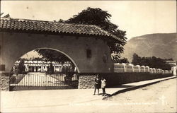 Children In Front of Gated Entrance Postcard