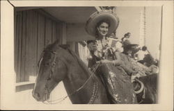 Mexican Girl on Horse Women Postcard Postcard