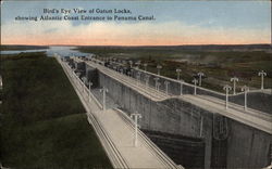 Bird's Eye View of Gatun Locks Postcard