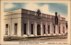 Edificio de la Sociedad Mutualista "Progresso" Ensenada, Mexico Postcard Postcard