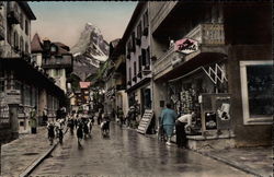 View of Town Street and Matterhorn Zermatt, Switzerland Postcard Postcard