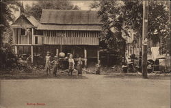 View of Native House on Stilts, With Children Thailand Southeast Asia Postcard Postcard