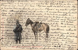 French Soldier & Horse Postcard