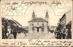 Welcome to Gyöngyös, With View of Town Square Hungary Postcard Postcard