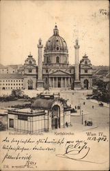 Stadtbahnof Karlsplatz and Karlskirche Vienna, Austria Postcard Postcard