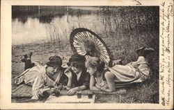 Three Ladies Enjoy Refreshments by the Shore Netherlands Benelux Countries Postcard Postcard