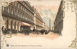 View of Rue Castiglione and the Colonne Vendome in Paris France Postcard Postcard