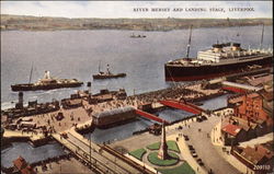 River Mersey and Landing Stage Postcard