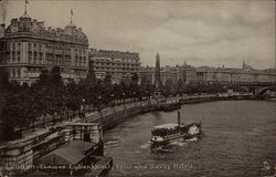 Cecil and Savoy Hotels, Thames Embankment London, England Postcard Postcard