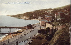 View of Town Looking West - Isle of Wight Ventnor City, England Postcard Postcard