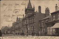 Holderness Road - Public Library and Baths Postcard