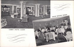 Lobby and Main Dining Room, Hotel Alden New York, NY Postcard Postcard