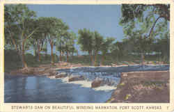 Stewarts Dam On Beautiful Winding Marmaton Postcard