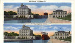 Freighter Locked Up Sault Ste. Marie, MI Postcard Postcard