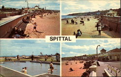 Various Beach Scenes Spittal, England Postcard Postcard