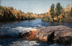 Rugged Rocks and a Rapid River Amid Autumn Colorama Pigeon Lake, ON Canada Ontario Postcard Postcard