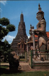 Giant Guards of the Wat Arun (Temple of Dawn) Postcard