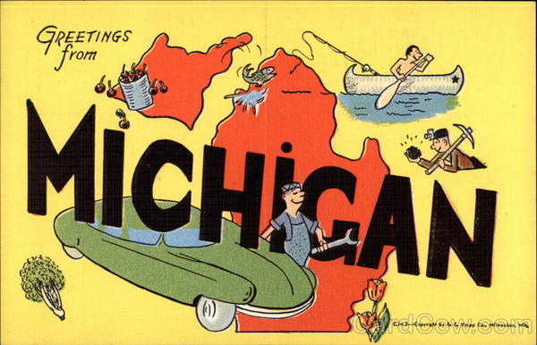 Image result for greetings from michigan postcard