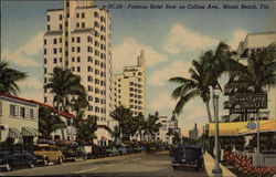 Famous Hotel Row on Collins Avenue Postcard