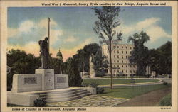 World War I Memorial, Rotary Circle leading to New Bridge Postcard