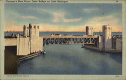 Chicago's new Outer Drive Bridge on Lake Michigan Illinois Postcard Postcard