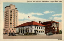 Kyle Hotel, Post Office, and First Methodist Church Postcard