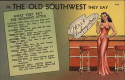 In the Old Southwest They Say Drinking Postcard Postcard