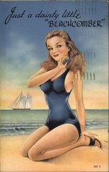 Just A Dainty Little "Beachcomber" Swimsuits & Pinup Postcard Postcard