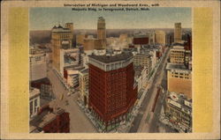 Intersection of Michigan and Woodward Aves., with Majestic Bldg. in foreground Detroit, MI Postcard Postcard