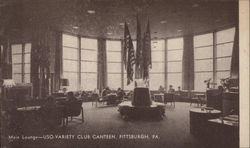 Main Lounge of USO-Variety Club Canteen Pittsburgh, PA Postcard Postcard