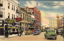 Central Avenue looking toward Como Hotel Hot Springs, AR Postcard Postcard