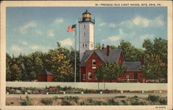 Presque Isle Light House, 1872 Erie, PA Postcard Postcard