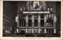 Edison Office Building, Illuminated in honor of Thomas Edison Detroit, MI Postcard Postcard