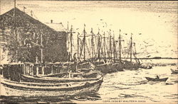 Fishing Fleet, From an Original Drawing Provincetown, MA Postcard Postcard