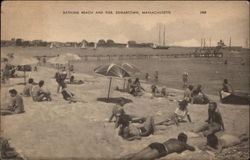 Bathing Beach and Pier Postcard