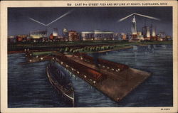 East 9th Street Pier and Skyline at Night Postcard