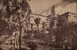 View of the Vista del Arroyo Hotel and Bungalows as seen from the Lower Gardens Postcard