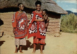 Tribal Life - Swazi Women Wearing Colourful Scarves Called Mahias Postcard