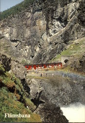 The Flam Line at the Kjosfossen Waterfall Flamsbana, Norway Postcard Postcard