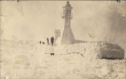 Frozen-In Lighthouse Postcard