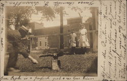 Family Feeding Pet Eagle Postcard