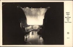 Night View of Boulder Dam and Power House Nevada Postcard Postcard