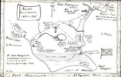 Hand Drawn Map of Fort Algonquin Postcard